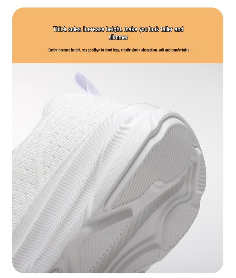 Women's Autumn Flyknit Thick Sole Casual Running Shoes - Breathable Mesh, Large Size, Comfortable Sport Sneakers for Mom
