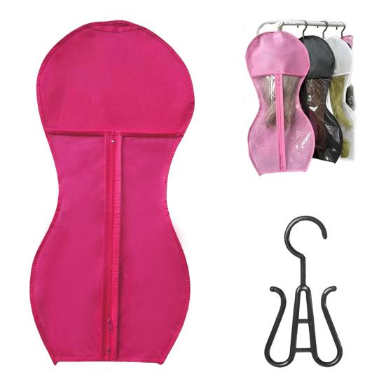 Non-woven Fabric Wig Storage Bag with Hanger Hair Extension Accessories Holder Portable Travel Dust-proof Zipper Wig Organizer Pouch