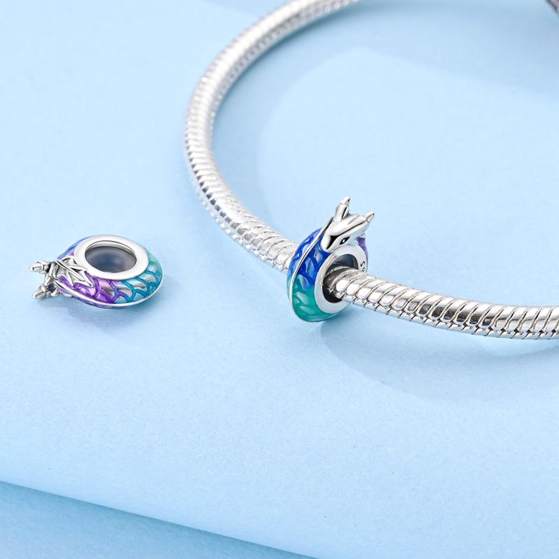 100% 925 Silver Rainbow Zircon Colorful Butterfly Dragon Shaped Silicone Stopper Charms Beads Fit DIY Bracelets Jewelry