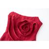 Summer Women 3D Rose Flower Sexy Strapless Open Back Slim Bodycon Split Evening Party Pencil Dresses
