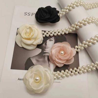 Flower Decorative Waist Chains Elegant Elastic Waistband Fashion Pearl Waist Belt  for Women