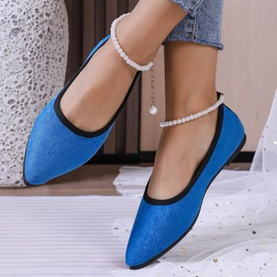 2024 New Fashion Solid Color Pointed Toe Shallow Mouth Slip-On Flat Bottom Casual Women's Shoes Color Matching Spring and Autumn