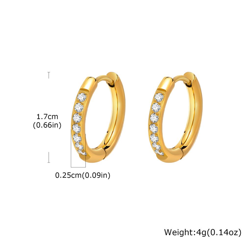 18K Gold Plated Stainless Steel Cubic Zirconia Huggie Hoop Earrings, Hypoallergenic Small Earrings for Women Stylish Jewelry
