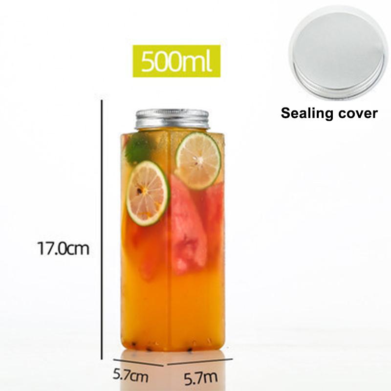 500ml Portable Fruit Juice Cold Brewed Tea Bottle Transparent Plastic Beverage Bottle Disposable Milk Tea Bottle