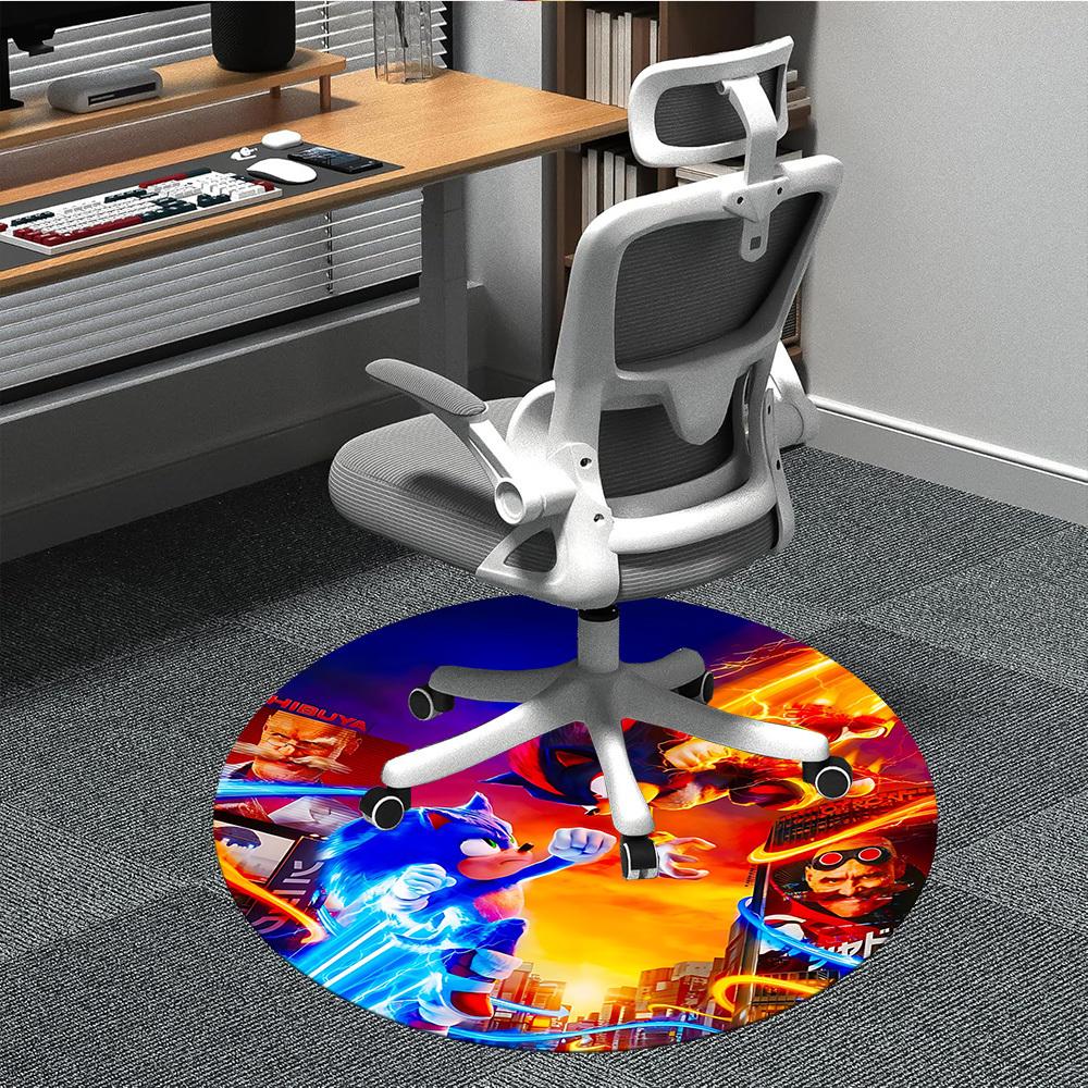 

1pc Sonic Office Round Area Rug, Indoor Mat Suitable For Office,Bedroom Living Room Home Decor, Room Deco a0928209 80cm by 80cm