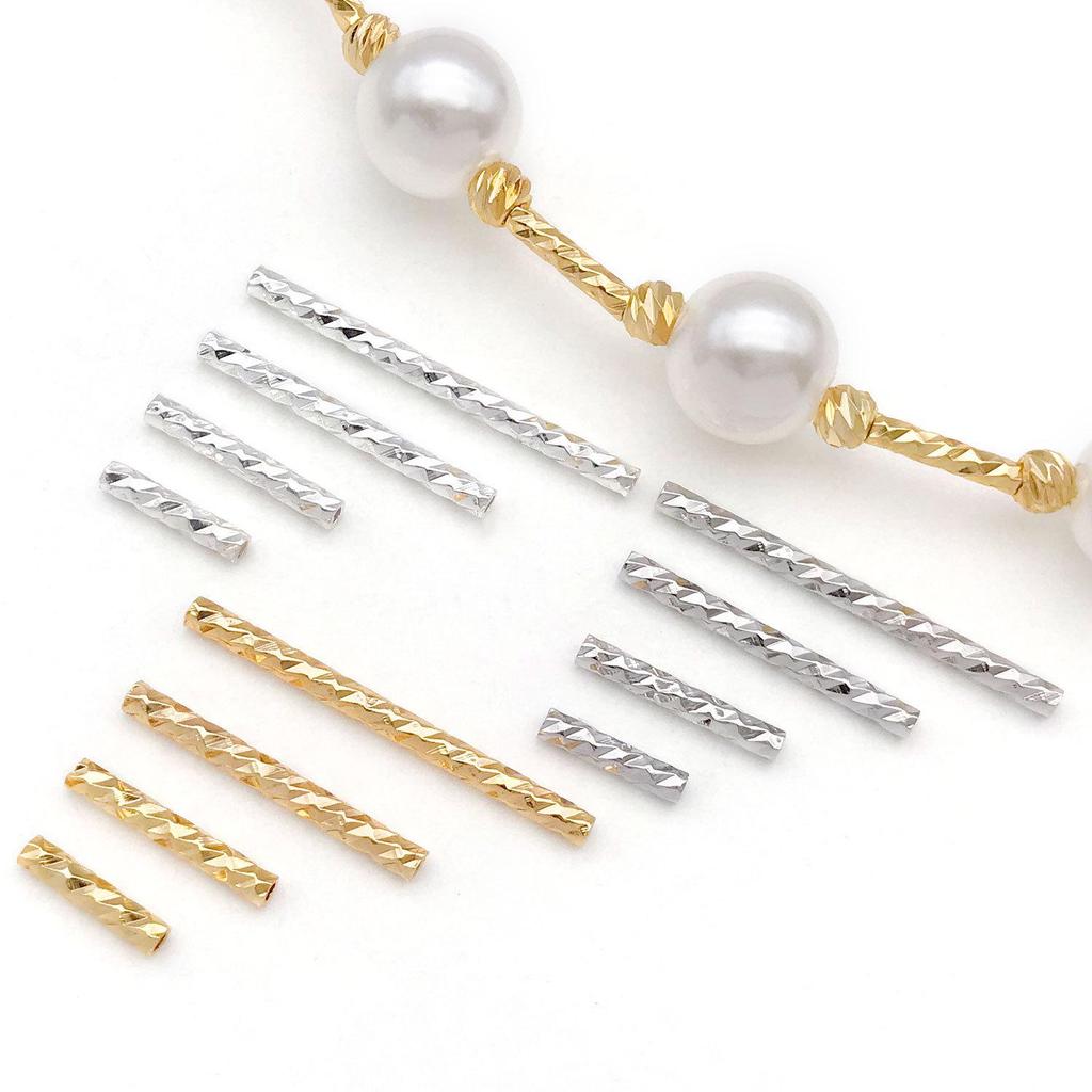 18K Gold-Plated Faceted Starry Tube Beads for DIY Jewelry Making