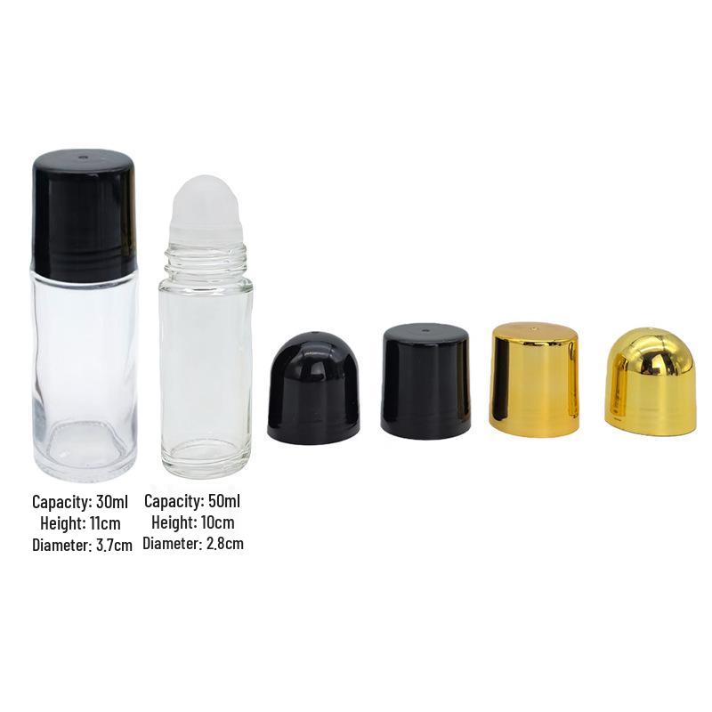 30ml Transparent Glass Rollerball Bottle for Essential Oils and Cosmetics, 50ml Massage Roller Bottle for Medicinal Oils