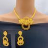 Heiße Verkäufe Luxuriös Groß Braut Afrikanische Blumen Design 24 Karat Vergoldet Schmuckset für Hochzeitschmuck Halskette Ohrring Set