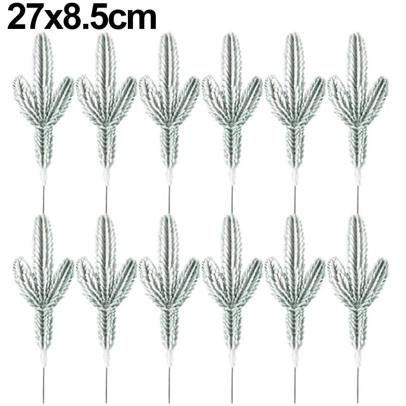 10/1Pcs Christmas Artificial Pine Needles Branches Snow Pine Fake Plants DIY Xmas Tree Wreath Ornaments Home Xmas New Year Gifts