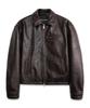 Doffjason Washed Tee Core Leather Single Jacket Brown