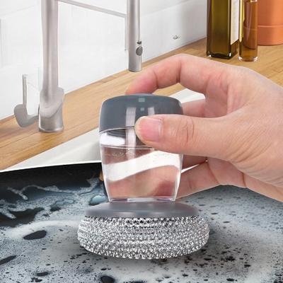 Efficient Press Type Automatic Liquid Dispensing Dish Brush, Non Scratch Kitchen Cleaning Tool For Pots And Dishes, Home Use Scrubber
