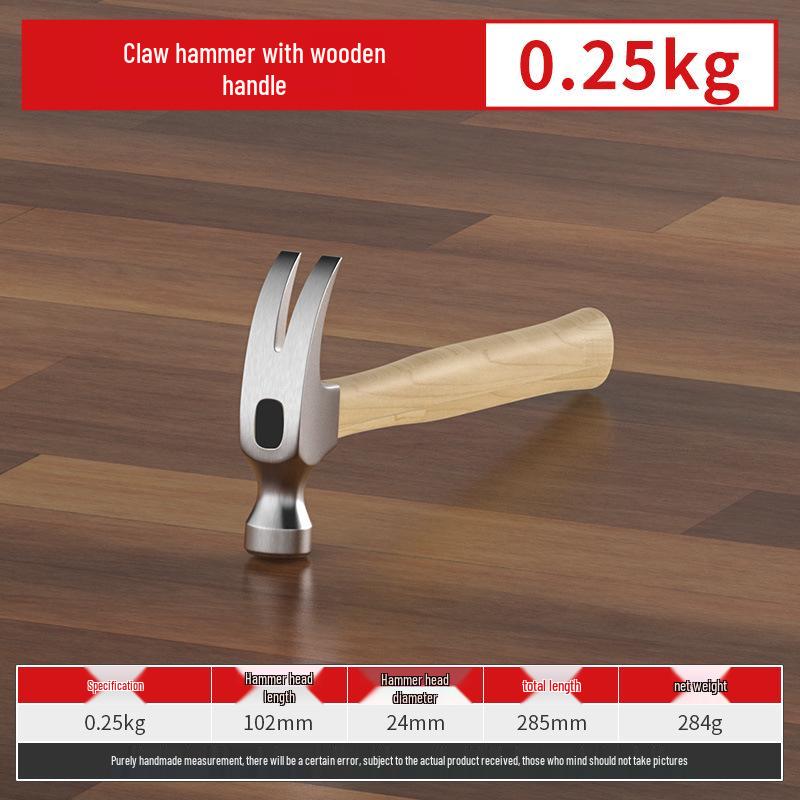 One-Piece Claw Hammer, Non-Slip Handle, Nail-Absorbing, Ideal for Woodworking and Household Use.