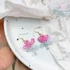 Glass Bead Floral Earrings Lightweight Ear Hooks/Ear Studs Allergy Free Glass Beaded Ear Pendants Handmade Ornament