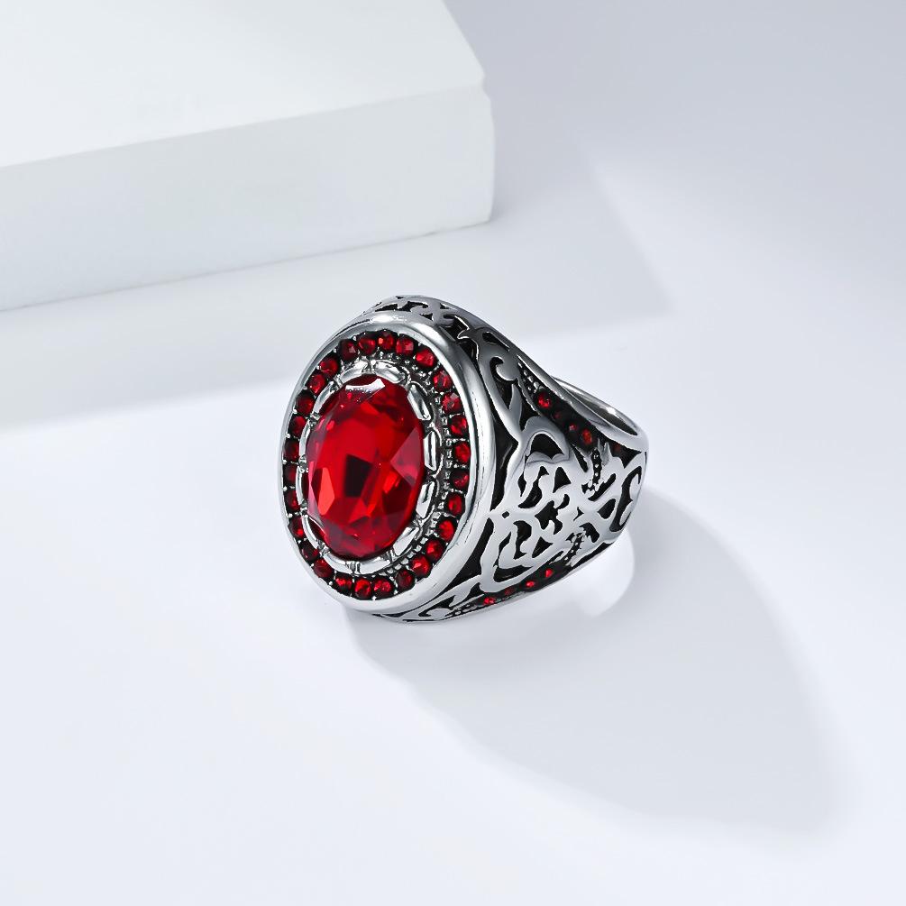2026 Retro Gemstone Ring Men's Personality Fashion Wear Finger Ring Jewelry
