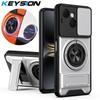 KEYSION Magnetic Phone Case for TECNO Spark 40C 4G Slide Camera Protection Upright Kickstand 360° Ring Shockproof Back Cover