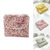 Floral Cosmetic Bag Pastoral Style Coin Purse Creative Data Cables Organizer for Students Girls