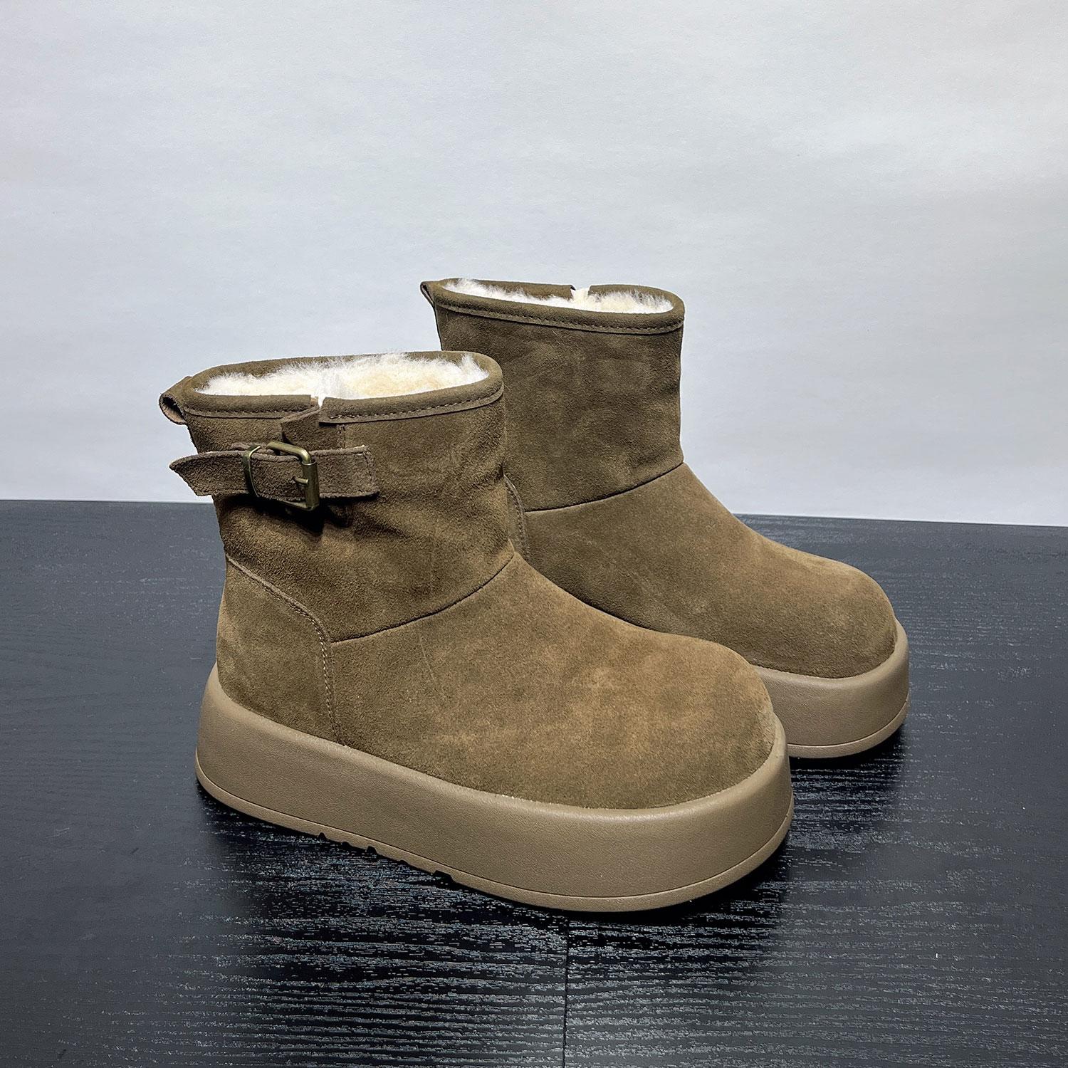 

Коричневые женские зимние кожаные ботинки на платформе, короткие ботинки, новые бархатные утепленные термохлопковые ботинки для женщин 40