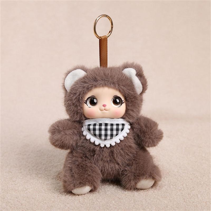 Fashionable Plush Doll Keychain In Sitting Pose 16cm Long Fashion Backpack Charm For Personalizing Keys And Bags