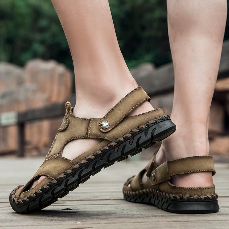 Fashion Genuine Leather Men Shoes Summer New Men's Sandals Plus Size Fashion Sandals Casual Outdoor Beach Water Slippers