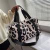 Large Capacity Fitness Shoulder Bag Multi-functional Luggage Handbag Leopard Print Duffle Bag  Girl