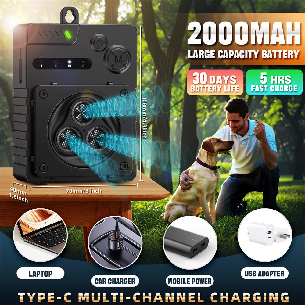 Automatic Ultrasonic Dog Anti-Bark Device Rechargeable High Power Indoor & Outdoor Dog Barking Stopper Repeller Bark Repellent