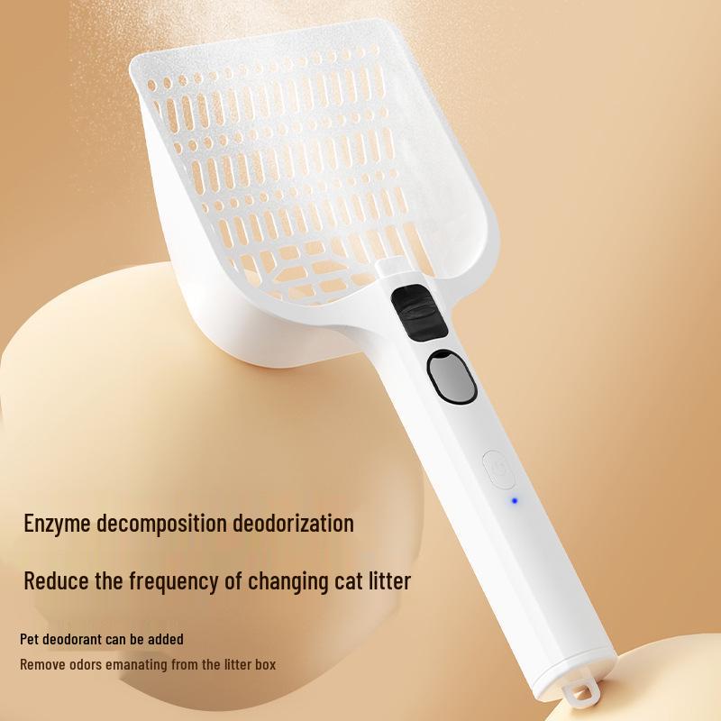 Smart Rechargeable Deodorizing Cat Litter Scoop with Thickened Mesh, Large Size, Dustproof Design