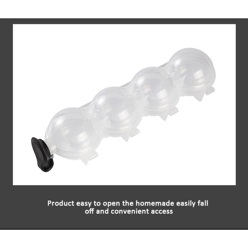 Mucegai practic pentru cuburi de gheață, accesorii pentru bar de suc de cocktail, sferă, bilă rotundă, cu 4 cavități, bile de înghețată pentru grilă.