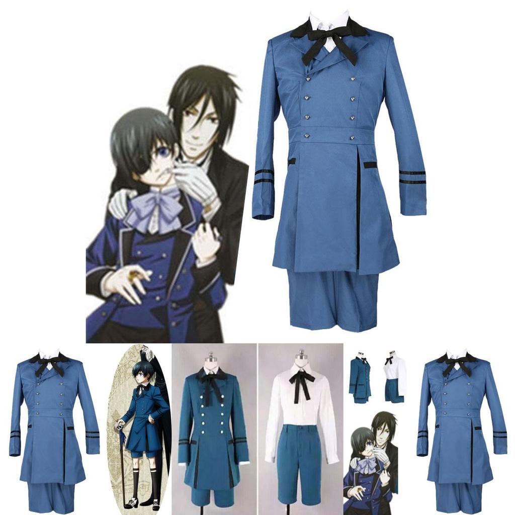 Stylish Blue And White Ciel Phantomhive Costume Outfit For Unisex Cosplay Events
