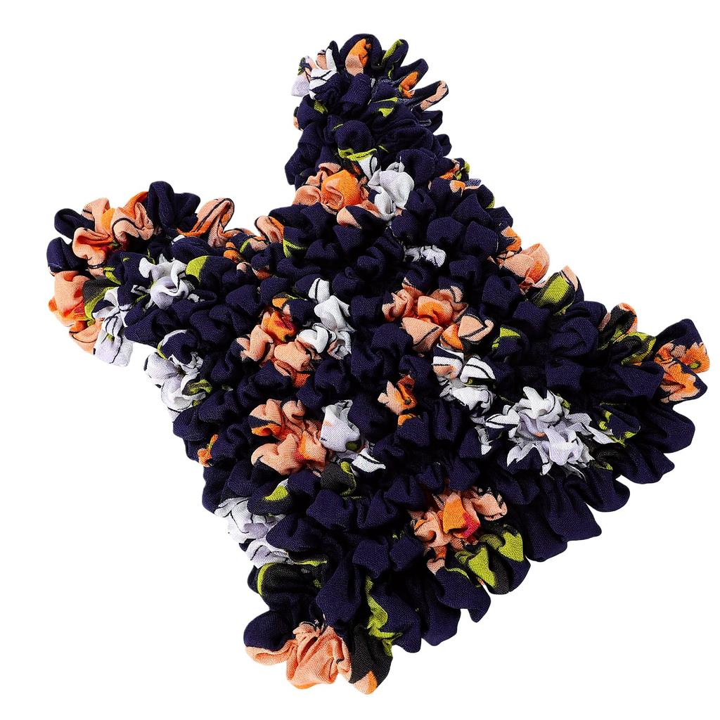 Pleated Stretch Bag Floral Design Portable Foldable Large Capacity Washable Stretchable Pleated Bag
