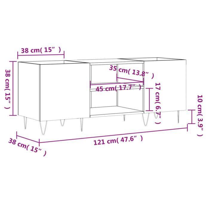 VidaXL Record Cabinet White 121x38x48 Cm Engineered Wood 831676