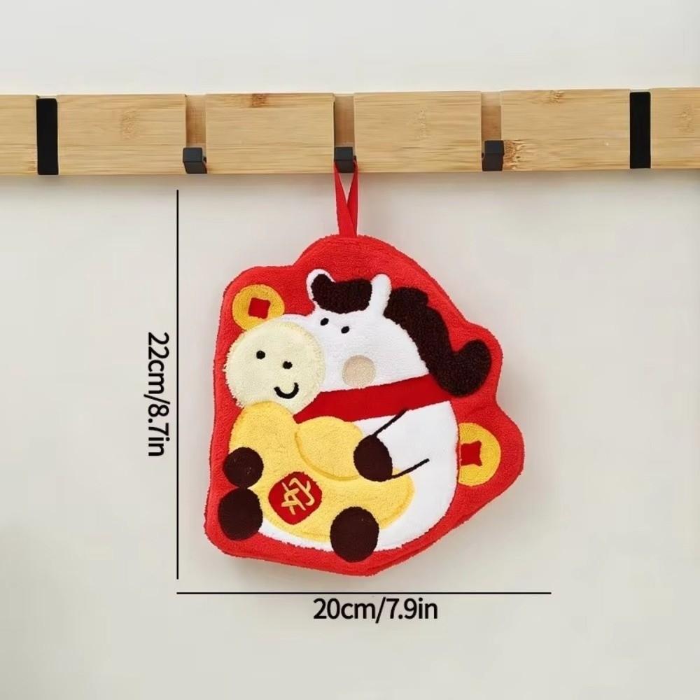 Soft Thick Chinese New Year Hand Towel Cartoon Hanging Towel  Chinese Spring Festival