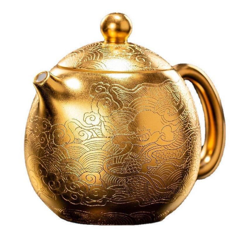 Gilded Dragon Fish Health Tea Pot