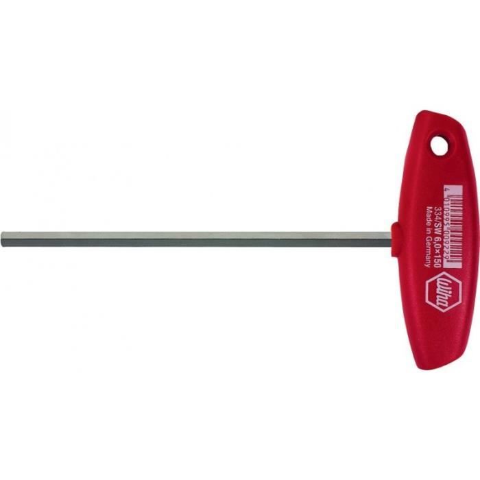 Tournevis hexagonal 10mm Wiha - modèle 334 - poignée en T - acier chrome-vanadium