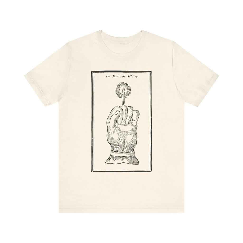 Hand of Glory II Vintage Mystery Shirt Voodoo Tshirt Magic Creepy Art Witch Black Magic Gothic Tshirt Unisex Shortsleeved