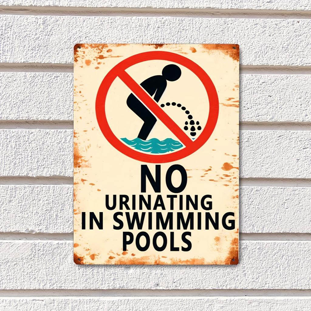 No Peeing In the Pool Vintage Metal Sign Waterproof & Dustproof - For Swimming Pool, Beach House, and Outdoor Decor