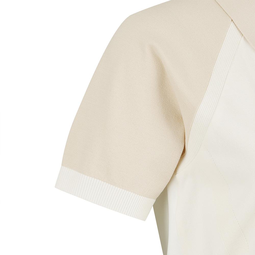 MALBON GOLF Women'S Knit Jersey Hybrid Collar Top Cream (Woman)