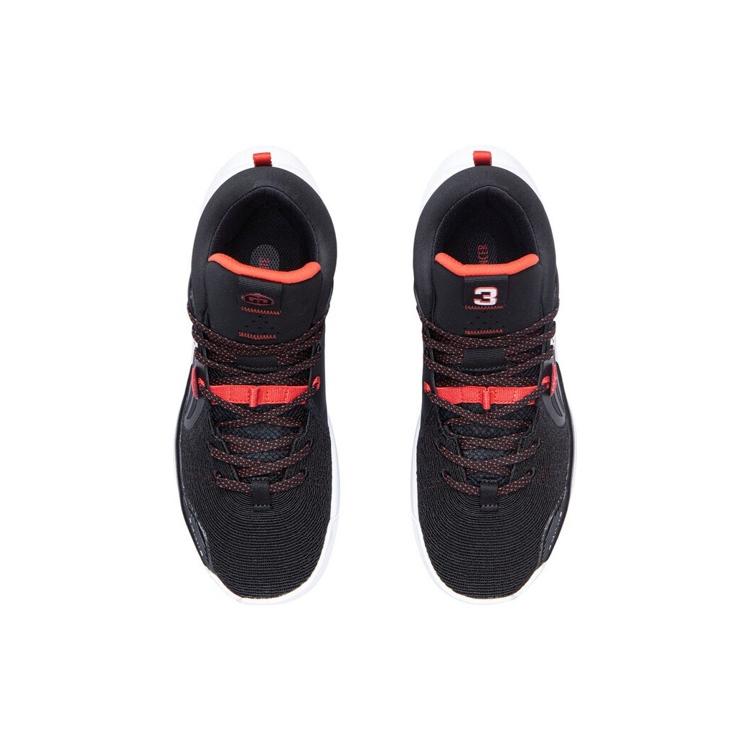 New LiNing SILENCER Cushioning Anti Slip And Wear Resistant Mid Top Basketball Shoes Black Red ABPQ049-2