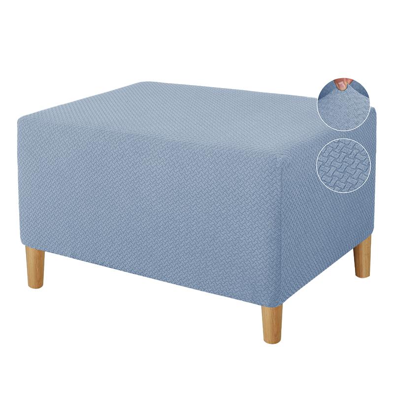 1PC Rectangle Protector Elastic Jacquard All-inclusive Ottoman Cover Solid Color Home Decor Anti Slip Footstool Cover