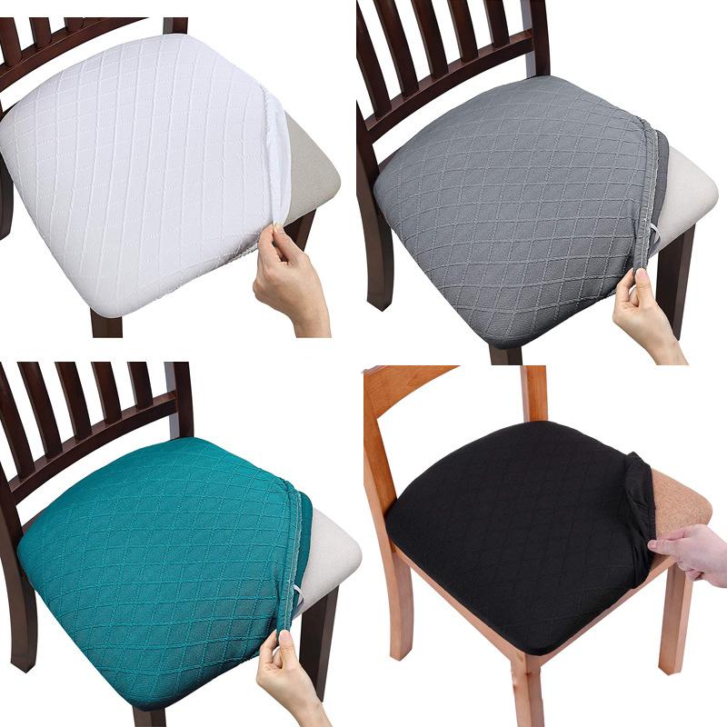 Seat Cover Office Household Hotel Elastic Jacquard Plaid Protective Cover Solid Color Thickened Chair Cover