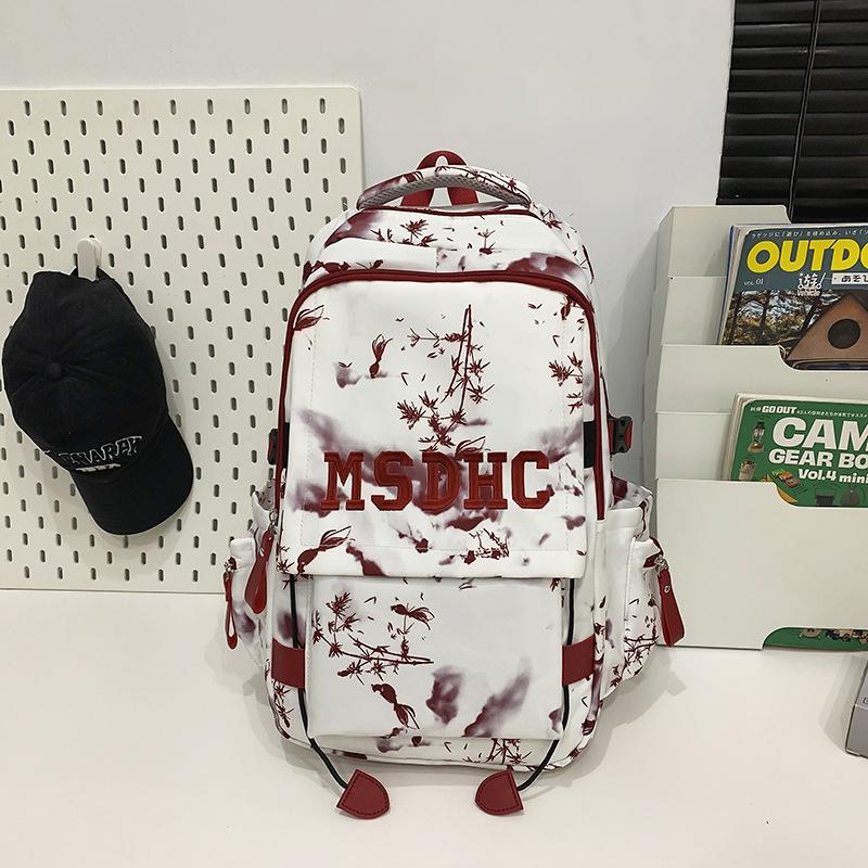 

New backpack male trend junior high school high school student schoolbag female Korean version large capacity backpack fashion sense красный