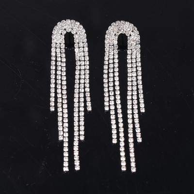 Übertriebene Full-Diamond-Fransenohrringe Damen-Lange Stecker-Ohrringe Dongdaemun Temperament-Ohrringe Ohrringe