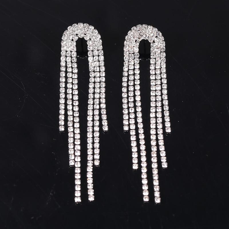 Übertriebene Full-Diamond-Fransenohrringe Damen-Lange Stecker-Ohrringe Dongdaemun Temperament-Ohrringe Ohrringe