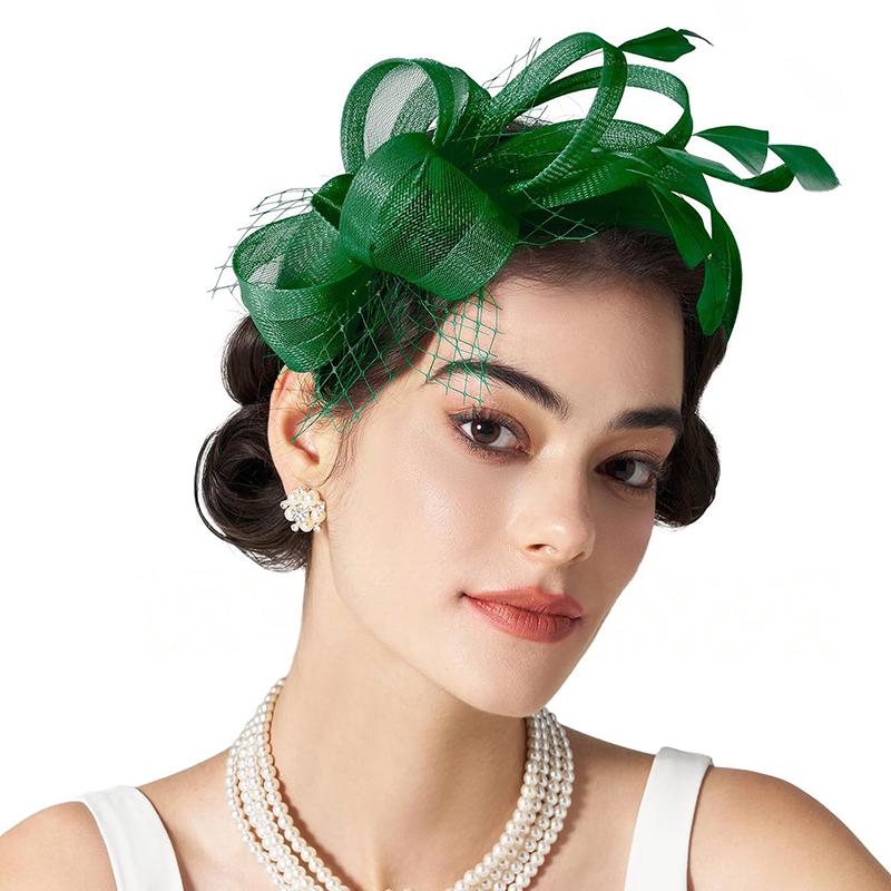 Bride Headband Feather Fascinator Headband Retro Large Floral Hair Clip Cocktail Wedding Party Bridal Hat Decor Ladies Headwear