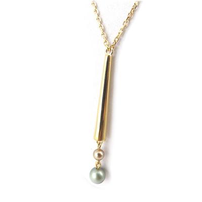 [N0672] - Stříbrný náhrdelník 'Pearl Beauty' šedozlatý