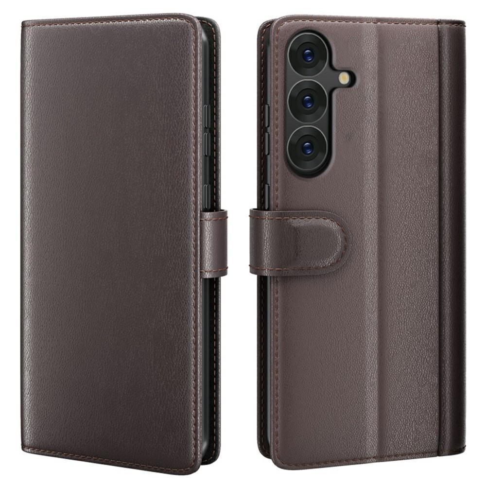 AMORUS For Samsung Galaxy S26 / S26 Pro Stand Cases Calf Texture Genuine Split Leather Wallet Phone Cover