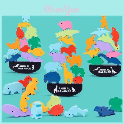 Wooden Marine Animal Stacking Blocks For Early Learning Cognitive Development