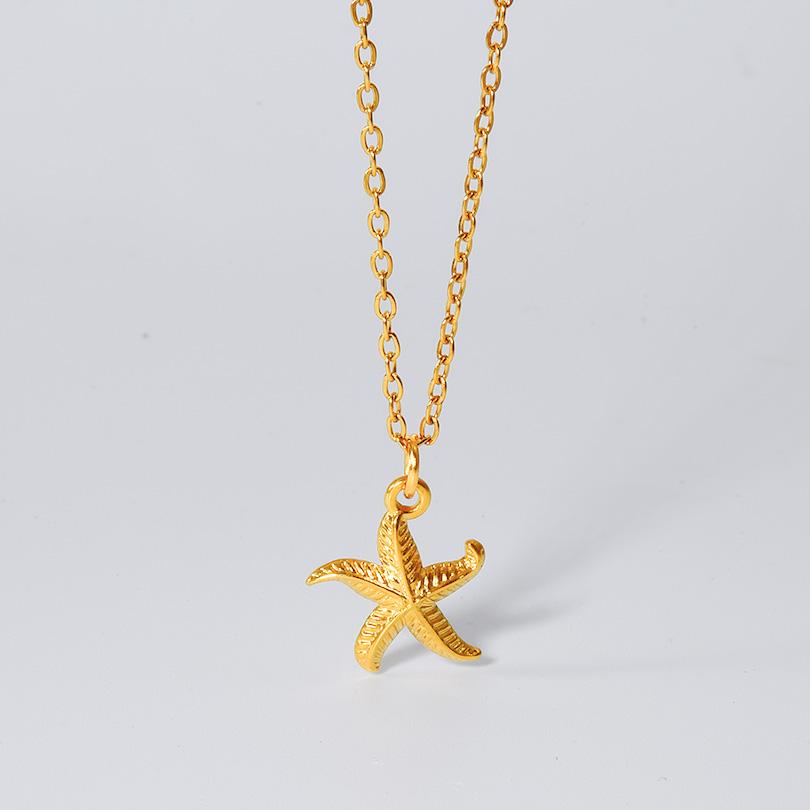 No Fade Stainless Steel Ocean Animal Necklaces For Women Men Accessories Real Gold Plated Shark Fish Tail Turtle Pendant Jewelry
