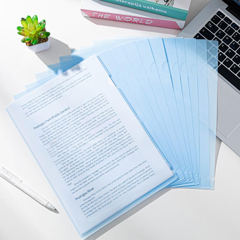 24Pcs L Type Folders A4 Plastic File Project Pockets File Folder Clear Paper Document Jacket Sleeve School Office Supplies