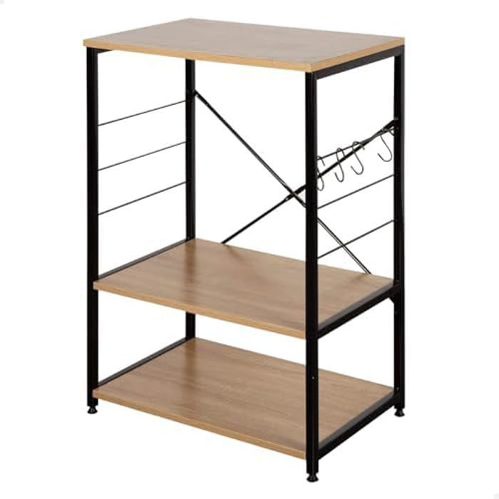 Meuble auxiliaire - AKTIVE - 60 x 40 x 82 cm - Acier et aggloméré - 2 étagères - 4 crochets