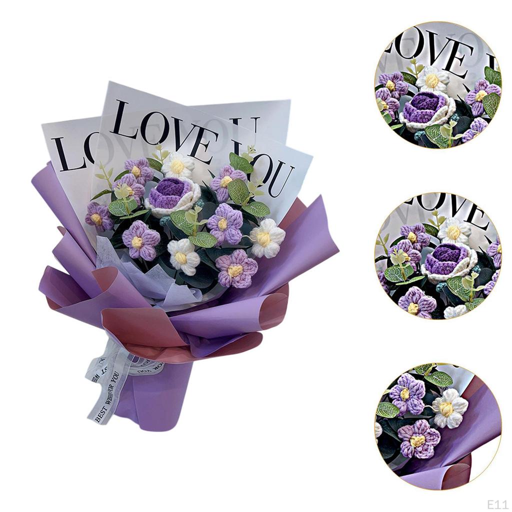 Artificial Flower Bouquet Crochet Design for Holiday Table Centerpiece Gift From Kids